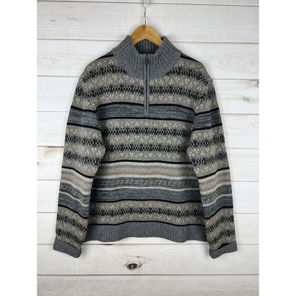 Sundance Other - Sundance Sweater Mens XL Lambswool 1/4 Zip Pullover Geometric Fair Isle